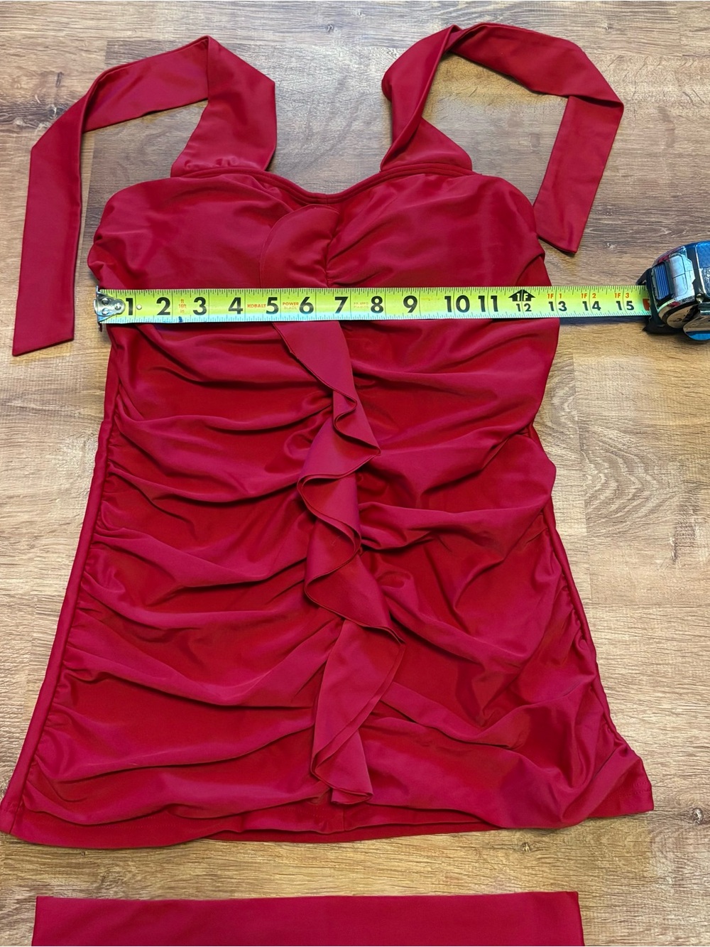 DM Fashion Women’s Red Ruffle Halter Tankini & Bottoms Size Medium - Like New - Picture 6 of 12